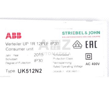 ABB STRIEBEL&JOHN  UK512N2 CHASSIS CASE 2CPX031281R9999 CONSUMER UNIT ! NEW !