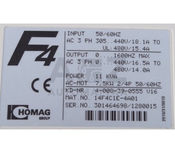 HOMAG KEB F4 14F4C1E-4A01 14F4C1E4A01 4-008-39-0555 V16  14.F4.C1E-4A01