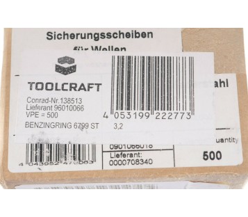 TOOLCRAFT 138513 Locking washers Inside diameter: 3.2 mm ! 100PCS ! NEW ! 