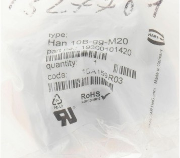 HARTING HAN 10B-GG-M20 HAN10BGGM20 19300101420 ! 5PCS ! NEW ! 