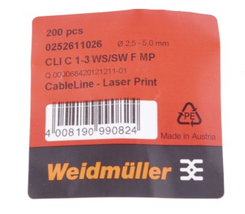 WEIDMULLER CLI C 1-3 WS/SW F MP 0252611026 CableLine, Conductor and cable marker