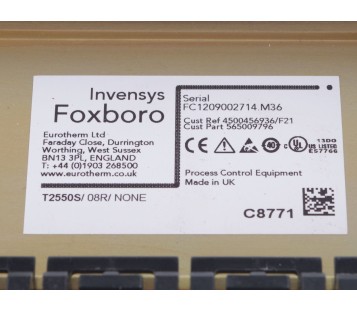 EUROTHERM FOXBORO T2550S  T2550S/08R/NONE  T2550S08RNONE BASE PLATE RACK