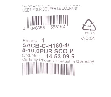 PHOENIX CONTACT SACB-C-H180-4/8-10,0PUR SCOP SACBCH18048100PURSCOP 1453096 ! NEW
