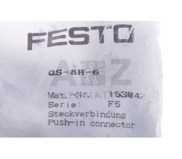 FESTO QS-8H-6 153042 Straight Tube-to-Tube Adapter, Push In 8 mm ! 10PCS ! NEW !