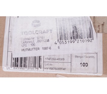 TOOLCRAFT 137161  1747299-483/S  M6 DIN 158 100PCS HUTMUTTER Domed Cap   ! NEW !