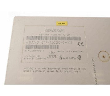 SIEMENS 6AV3617-1JC20-0AX1 6AV36171JC200AX1 OP-17DP