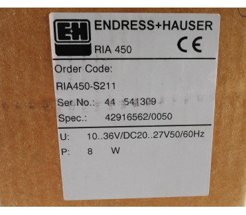 ENDRESS+HAUSER RIA450-S211 RIA 450-S211  RIA450S211  ! NEW ! 