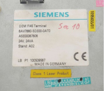 SIEMENS 6AV7660-5DE00-0AT0 OEM FI45 TERMINAL 6AV76605DE000AT0 