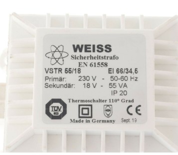 WEISS VSTR 55/18 VSTR5518 TRANSFORMER 18V AC 55W 3A ! NEW ! 