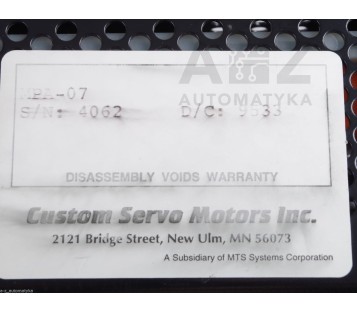 CUSTOM SERVO MOTORS INC. MPA-07 MPA07  9533 