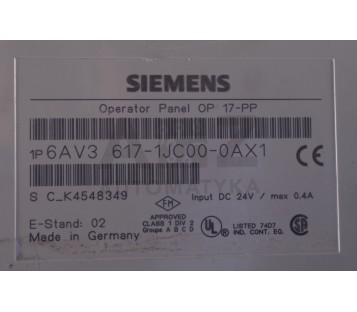 SIEMENS OPERATOR PANEL OP 17-PP 6AV3 617-1JC00-0AX1  6AV36171JC000AX1 MAIN BOARD