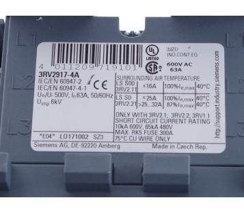SIEMENS 3RV2917-4A 3RV29174A 