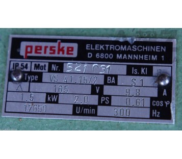 PERSKE: VS 41.15/2  VS4115/2  1,5kW 17650rpm 300Hz 