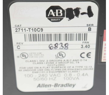 ALLEN BRADLEY PANELVIEW 1000 2711-T10C9 2711T10C9 