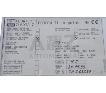 ENDRESS + HAUSER FLOWTEC ZL6072Z  ZL6072 Z ZL6072-FE186011 PROCOM II M-POINT
