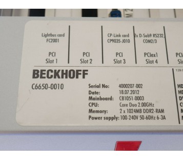 BECKHOFF C6650-0010 C66500010 WITHOUT M-B