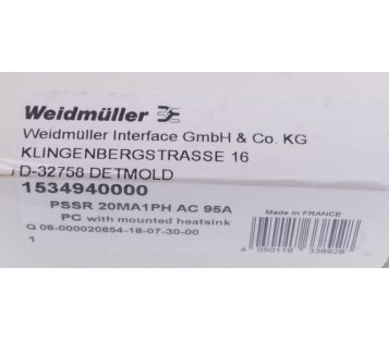 WEIDMULLER 1534940000 PSSR 20MA1PH AC 95A PSSR20MA1PHAC95A ! NEW !