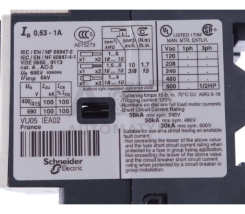 TELEMECANIQUE GV2ME05 / 0.63-1A 