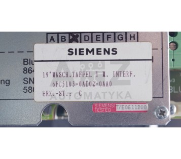 SIEMENS 19" KEYBOARD PANEL  6FC5103-0AD02-0AA0  6FC51030AD020AA0 + 6EW1160-6AA 