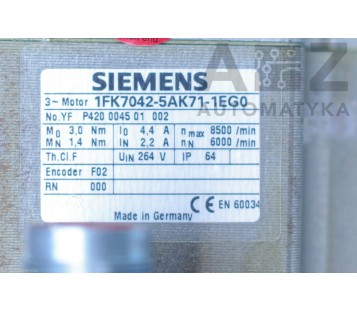 SIEMENS: SERVOMOTOR 1KF7042-5AK71-1EG0 ( 1FK70425AK711EG0 )