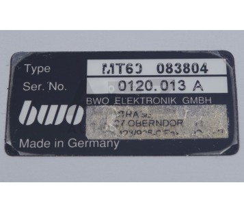 BWO MT 60 MT60 083804 