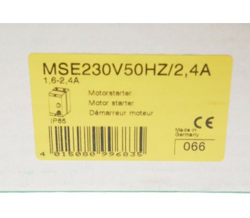 MOELLER MSE 230V50HZ/2,4A 1,6-2,4A MOTOR STARTER ! NEW ! 