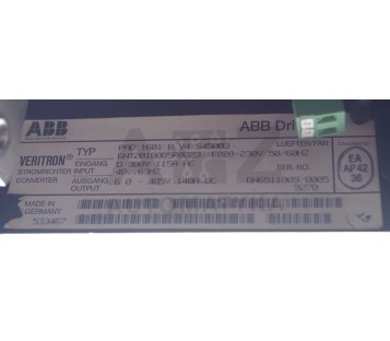 ABB DRIVE VERITRON PAD 1601 B V4 S45003   PAD1601BV4S45003  GNT2018085R0023 140A