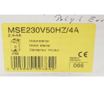 MOELLER MSE 230V50HZ/4A MSE230V50HZ4A 2,4-4A ! NEW ! 
