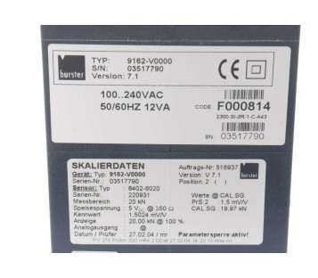 BURSTER 9162-V0000 9162V0000 F000814 