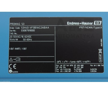 ENDRESS + HAUSER PROMAG 53 53H40-VF0B1AC2ABAA  53H40VF0B1AC2ABAA