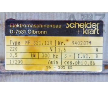 SCHEIDER + KRAFT: MF 321.120 ( MF321120 )  0,5kW 17200rpm SPINDLE MOTOR