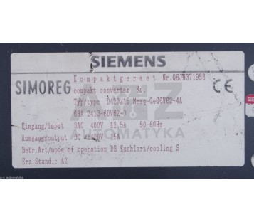 SIEMENS SIMOREG 6RA 2413-6DV62-0  6RA24136DV620 D420/15 Mreq-GeG6V62-4A 