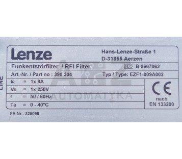 LENZE EZF1-009A002 EZF1009A002 390304 RFI FILTER