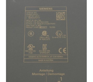 SIEMENS SITOP DC UPS POWER SUPPLY 6EP1931-2EC21 6EP19312EC21