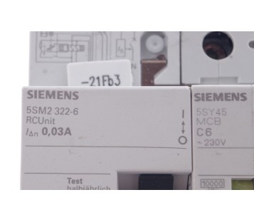 SIEMENS  5SM2 322-6 RCUNIT 0,03Q + C6 5SY45 MCB 5SY45MCB FUSE CIRCUIT BREAKER