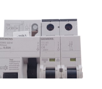 SIEMENS  5SM2 322-6 RCUNIT 0,03Q + C6 5SY45 MCB 5SY45MCB FUSE CIRCUIT BREAKER