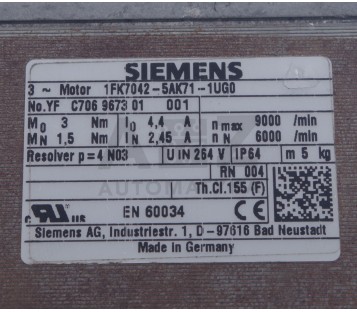 SIEMENS 1FK7042-5AK71-1UG0  1FK70425AK711UG0   