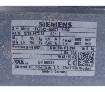 SIEMENS 1FK7042-5AK71-1UG0  1FK70425AK711UG0   