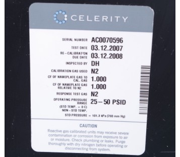 METROTECH CELERITY SUD-EST  FC-2920 6S  TYLAN 2900 Mass Flow Controller