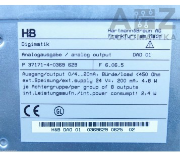 H&B DIGIMATIK ANALOG OUTPUT P 37171-4-0369 629 ( P-37171-4-0369-629 ) DAO-01