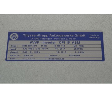 THYSSENKRUPP VVVF - INVERTER CPI 15 ASM CPI15ASM 