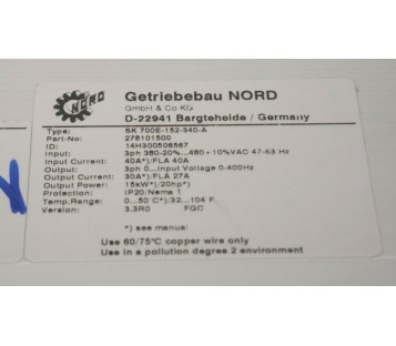 NORD SK 700E-152-340-A SK700E152340A 278101500