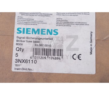 SIEMENS 3NX6110 33.087.0010 330870010 STRIKER FUSE BASE ! NEW ! 13PCS !