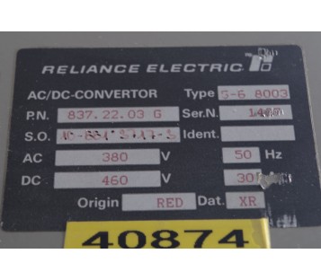 RELIANCE ELECTRIC 837.22.03 G MAXITRON 5-6 8003