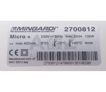 MINGARDI MICRO KIT + 646500 96100151  2700812 250N 400mm HUB 230VAC ! NEW !