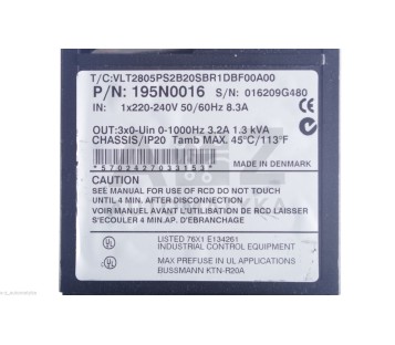 DANFOSS VLT2800 VLT2800 VLT2805PS2B20SBR1DBF00A00 195N0016