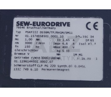 SEW EURODRIVE PSKF222 DS56M/TF/RH1M/SM11  PSKF222 DS56MTFRH1MSM11 