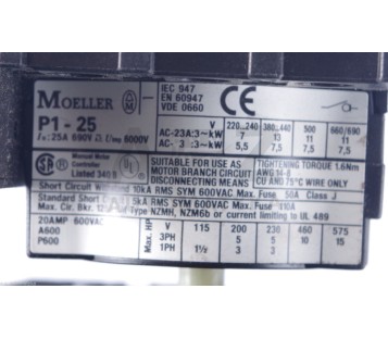 MOELLER HI11-P1/P3/Z  HI11P1P3Z  AUX.SWITCH + P1-25 P125 ! NEW !