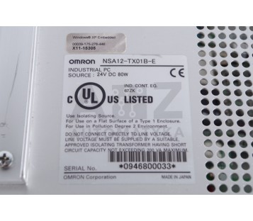 OMRON INDUSTRIAL PC NSA12-TX01B-E  NSA12TX01BE  