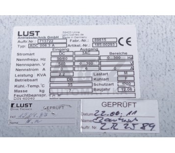 LUST ADC 006.3 A ADC006.3A   ADC0063A 185-00293 18500293 89615 713722 